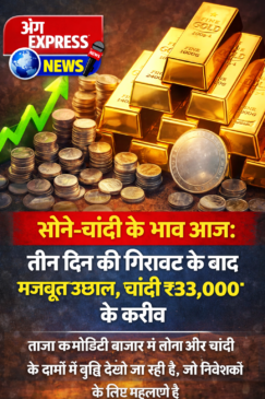 सोना-चांदी में लौटी चमक: गिरावट के बाद बाजार में तेजी, चांदी ₹33 हजार के आसपास